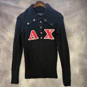 Vtg Y2K-A|X Armani Exchange Womens M White/Gray Logo Full DOUBLE Zip Sweatshirt‎